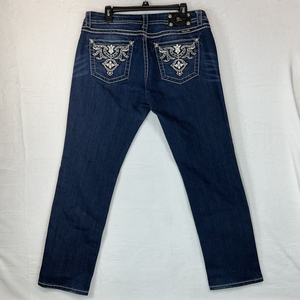MISS ME Women Jeans 32 x31 Easy Skinny Distressed Embellished JE5890ES3R